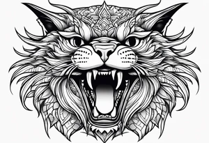 Powerful Himalayan smoosh face cat that looks like a dragon roaring tattoo idea