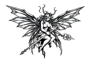 Dark fairy with weapon tattoo idea