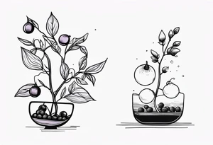 lilac plant and gooseberries next to each other tattoo idea