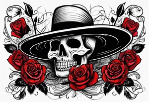 day of dead, red rose, Mexican hat, tattoo idea