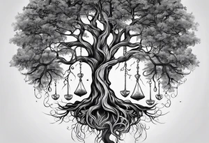 tattoo drawing of a tree with the roots coming out of a hour glass tattoo idea