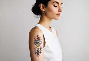 Minimalist and small tattoo on female arm. Inspired by sicilian traditional arts and aesthetics. tattoo idea