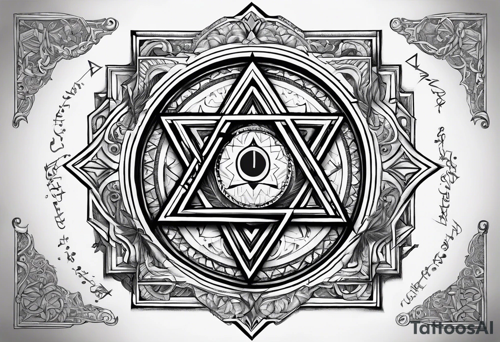 tetragrammaton representation of chosen one and a secret message written in Hebrew from God tattoo idea