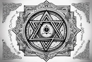 tetragrammaton representation of chosen one and a secret message written in Hebrew from God tattoo idea