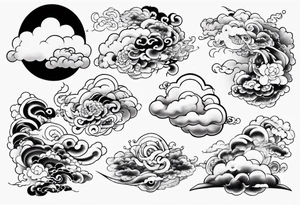 Japanese cloud with gojo anime tattoo idea