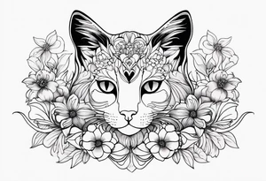 Art nouveau forearm tattoo of cat in flowers tattoo idea