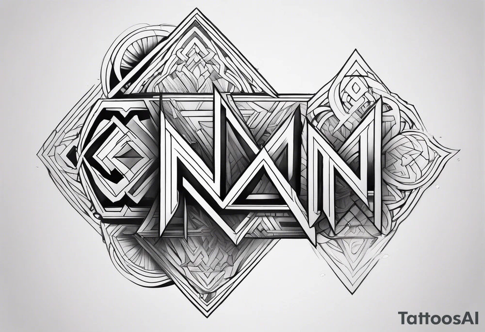 Write the word Nain in horizontally tattoo idea