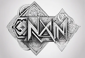 Write the word Nain in horizontally tattoo idea