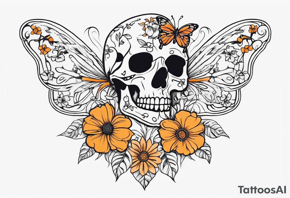 full body skeleton
 flowers and butterflies
simple design minimal tattoo idea