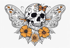 full body skeleton
 flowers and butterflies
simple design minimal tattoo idea