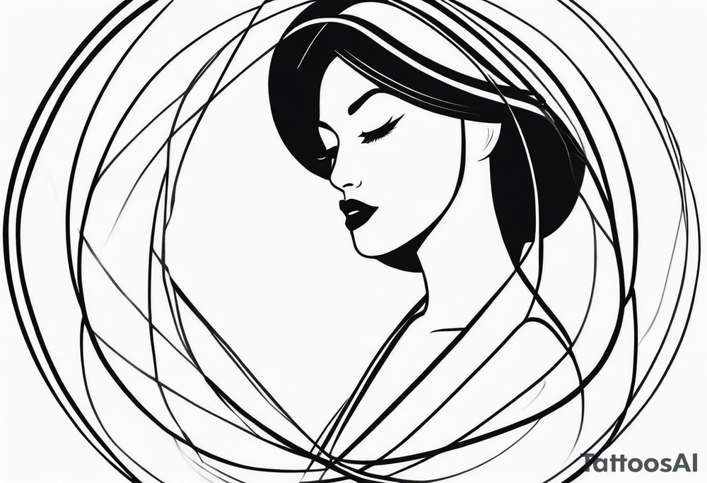 two thin, black lines that elegantly intertwine and then separate again. At the point of separation, the lines could end in a small circle or dot to represent tattoo idea