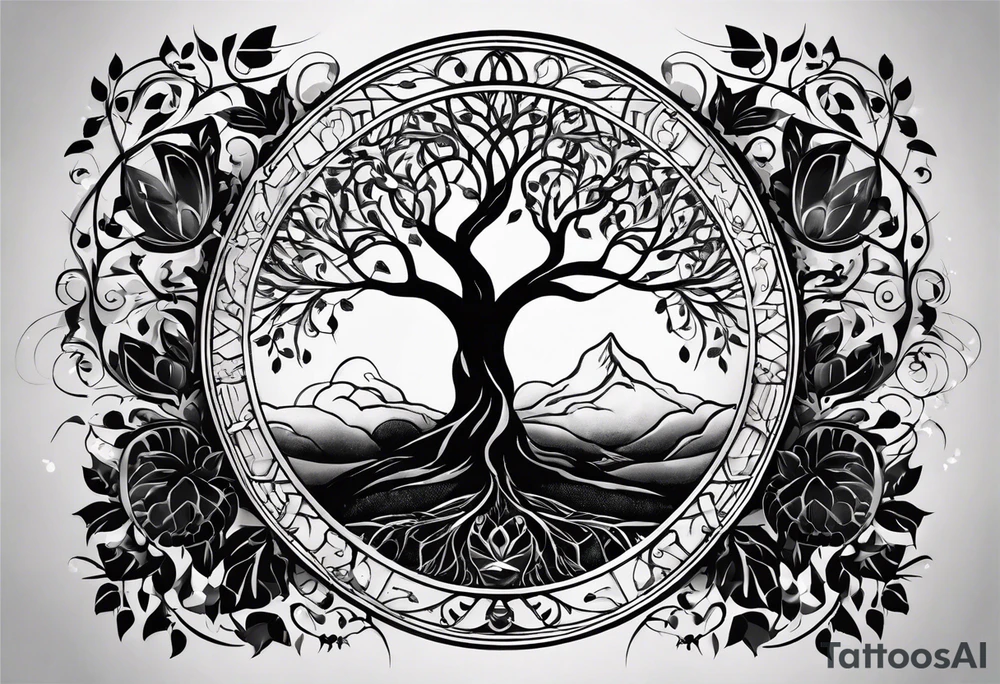 A Tree of Life in a circular design. The Dates 12.02.1985 and 21.02.1987 should be part of the tattoo, too. tattoo idea