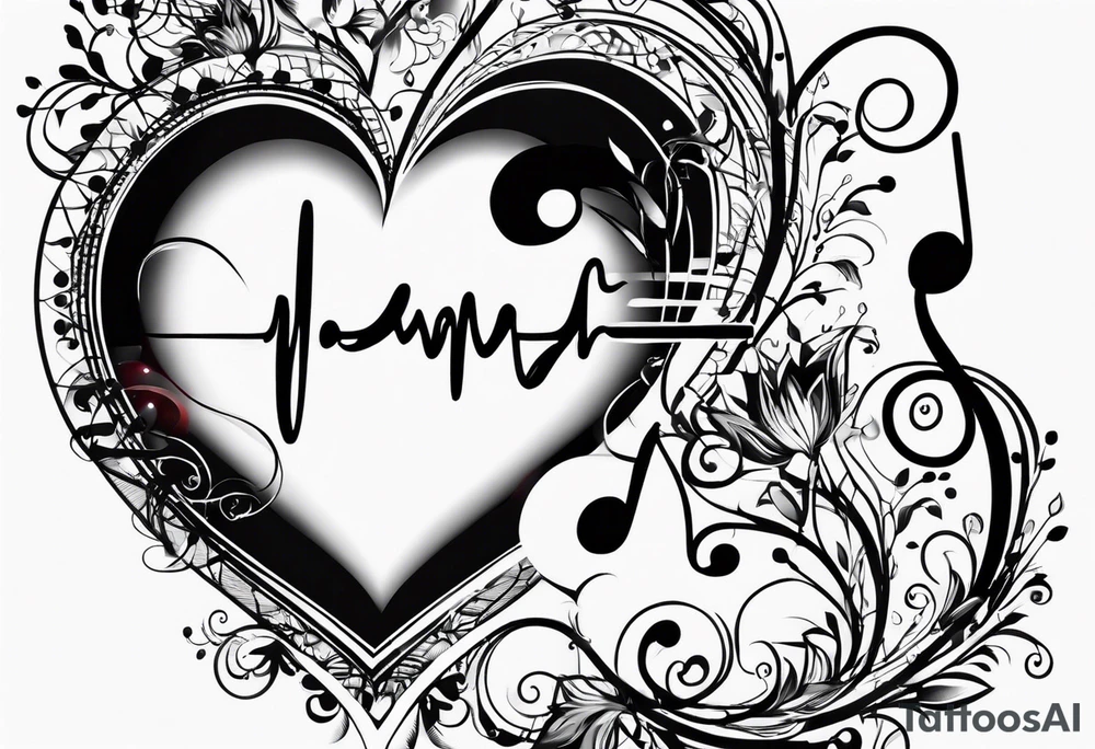 Music love infinity heartbeat tattoo idea