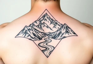 Mountains with the river running through it and a triangle around it with Humboldt at the top Mendocino  in the left bcorner and Trinity in the right tattoo idea