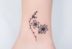 Hexagon Leo larkspur and water lilies tattoo idea