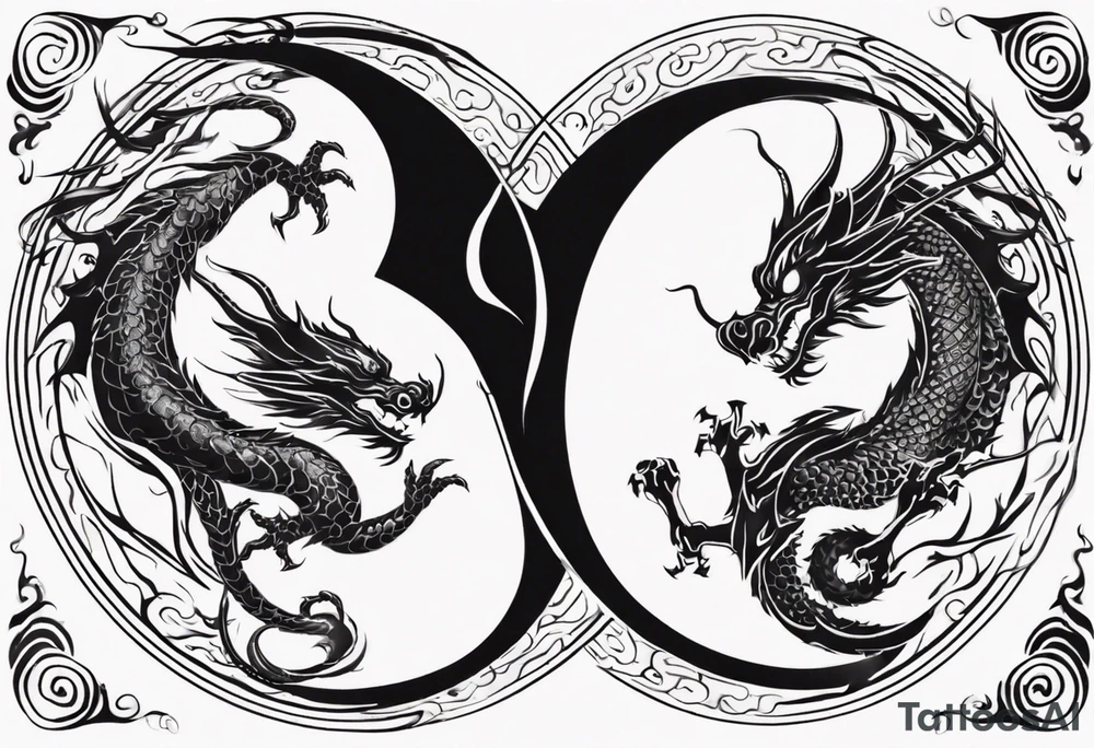 two dragons swirling to make a yin yang tattoo idea