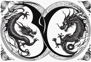 two dragons swirling to make a yin yang tattoo idea
