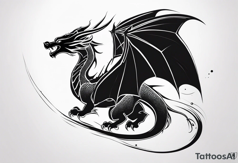 dragon flying tattoo idea