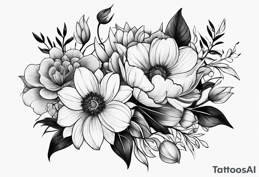 floral wrap around tattoo idea