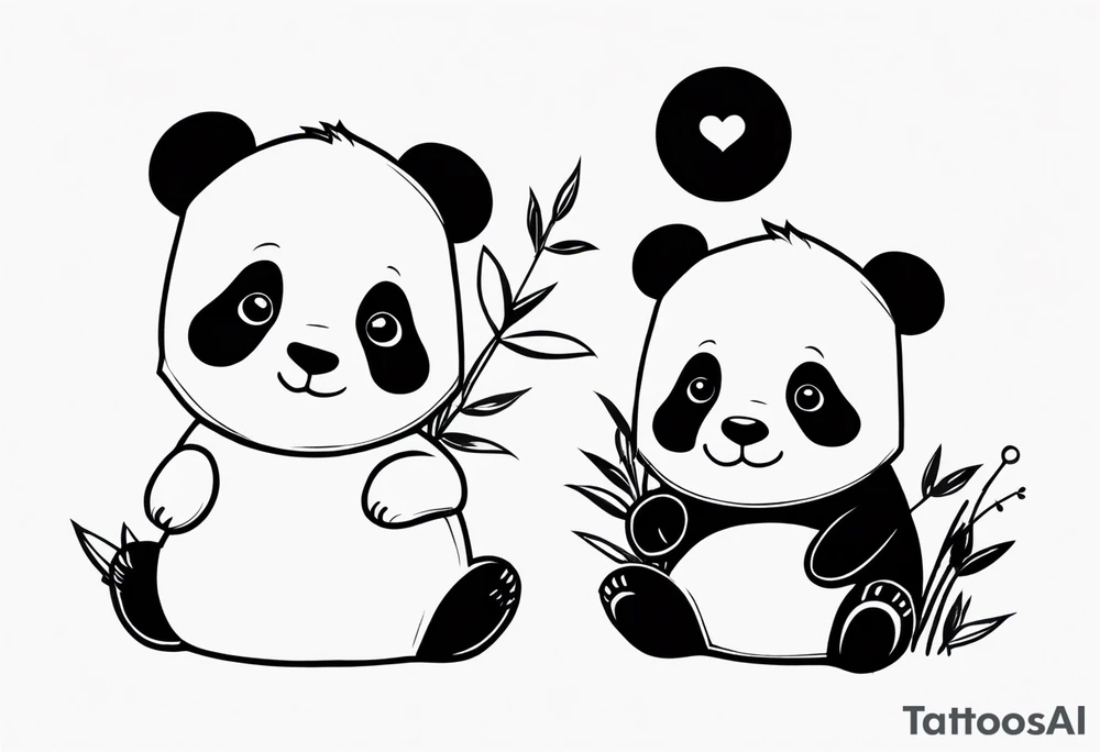 cute panda pair tattoo idea