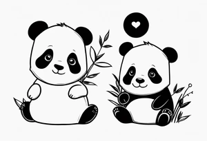 cute panda pair tattoo idea