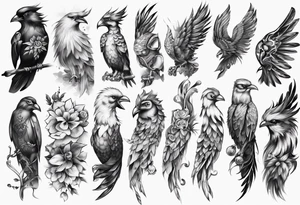 men’s arm sleeve, polish bird tattoo idea