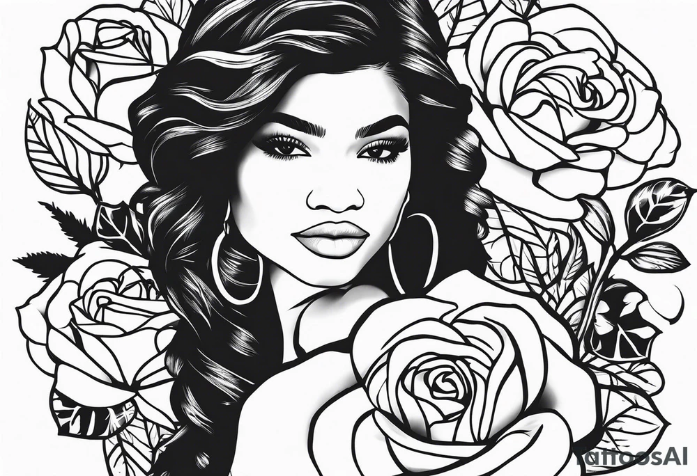 Zendaya with roses tattoo idea