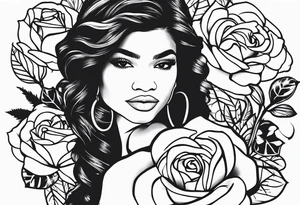 Zendaya with roses tattoo idea