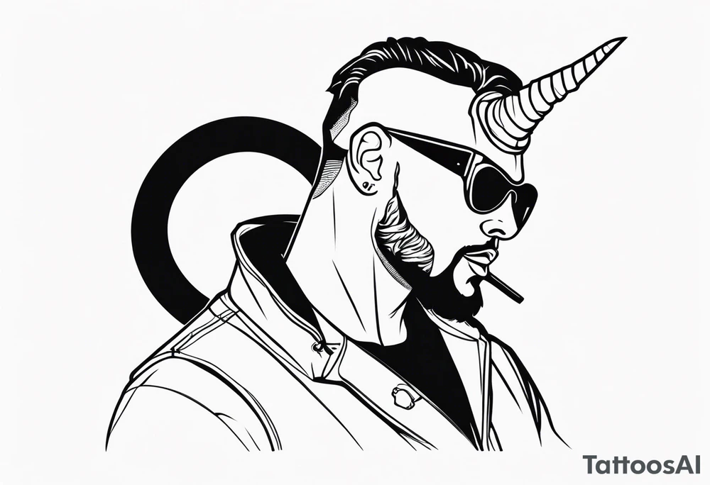 capricorn man with sunglasses and gun tattoo idea