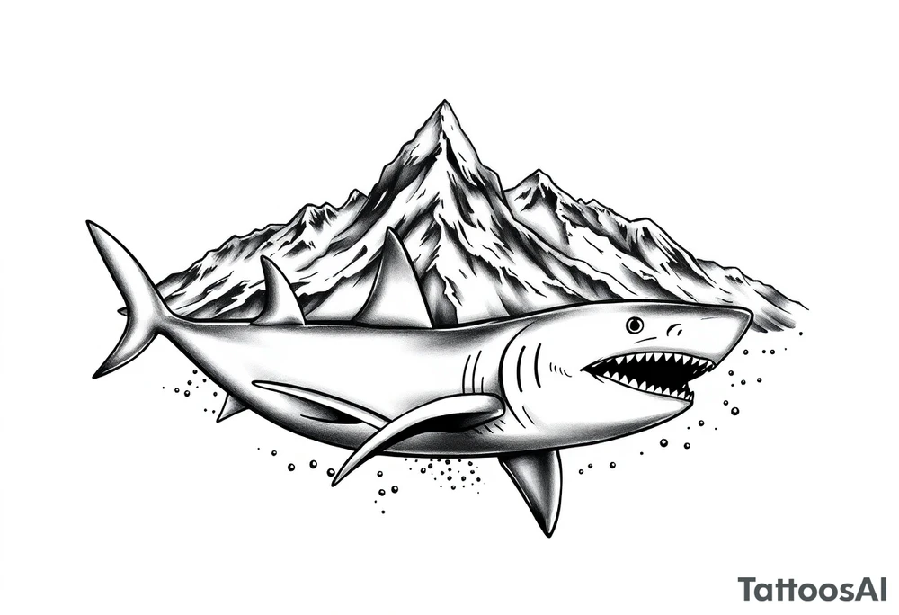 mountains and sharks tattoo idea