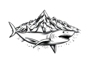 mountains and sharks tattoo idea