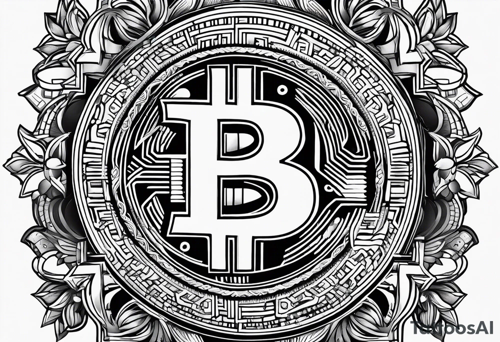 ornamented bitcoin tattoo idea