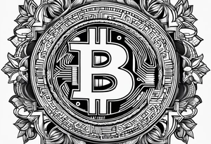 ornamented bitcoin tattoo idea