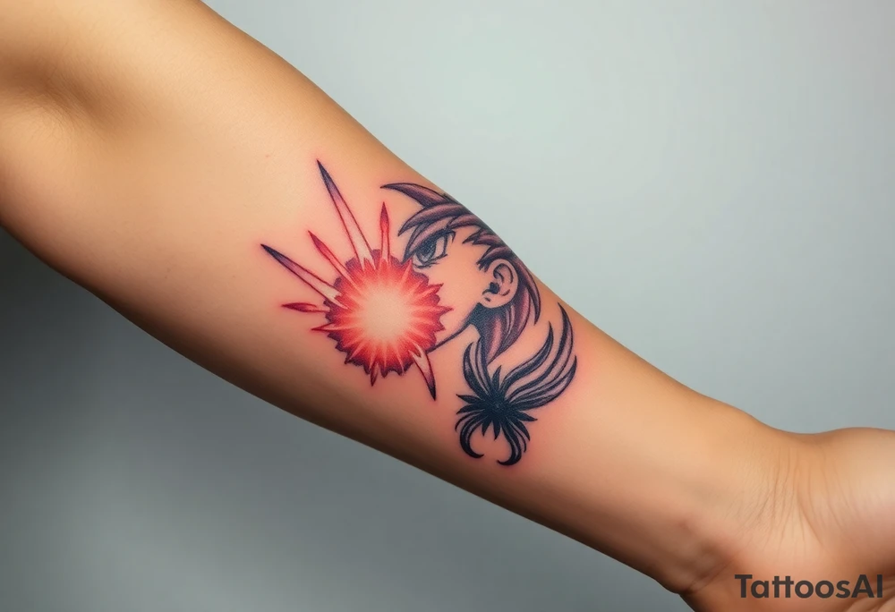 legendary dragonball z scene with energy aura and power effects tattoo idea