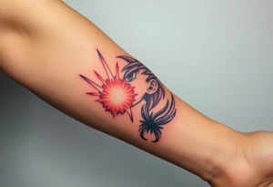 legendary dragonball z scene with energy aura and power effects tattoo idea