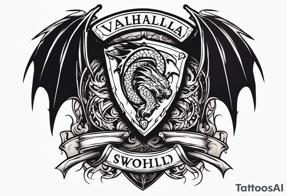 Valhalla sword ship dragon shield tattoo idea