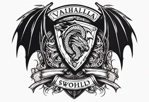 Valhalla sword ship dragon shield tattoo idea