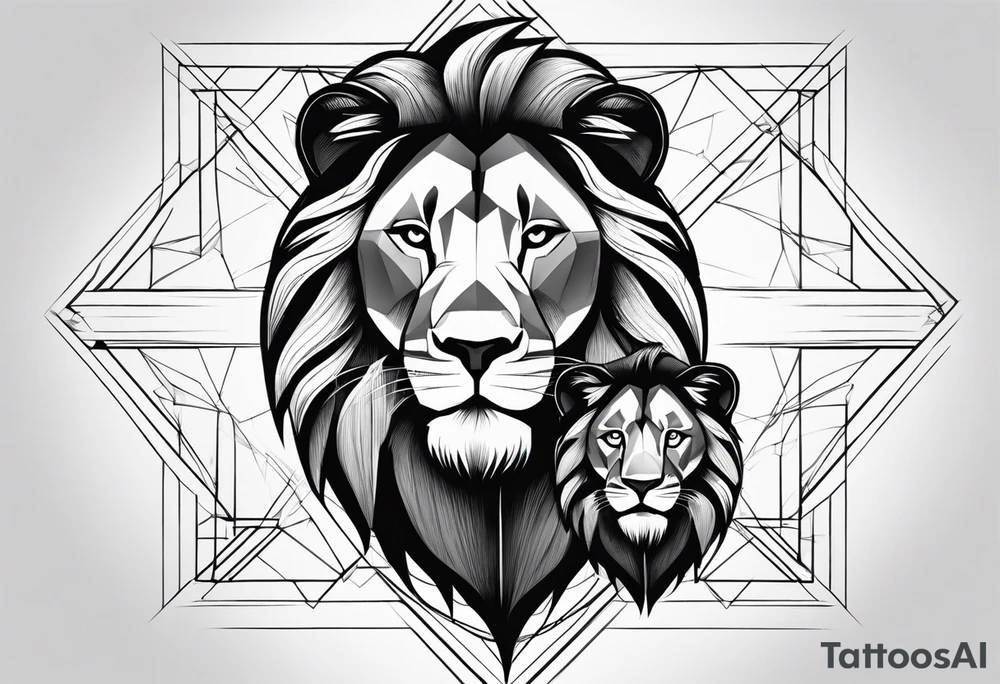 Realistic Lion and Cub paw tattoo idea