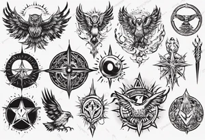 symbol eines Kriegers Wassermann Eule Sonne tattoo idea
