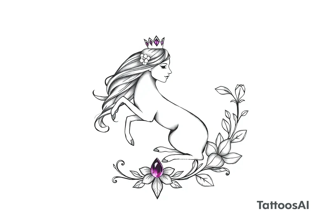 Zodiac sign Aquarius amethyst birthstone mother of 3 girls loves animals tattoo idea
