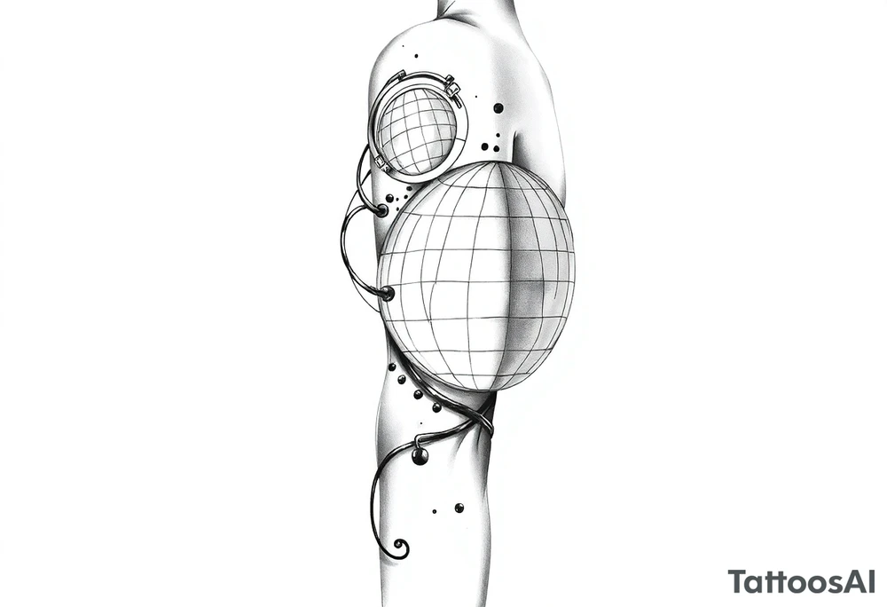 vinyl record and disco ball tattoo idea
