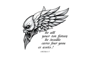 cast all your anxiety on him because he cares for you"  1 peter 5:7 tattoo idea