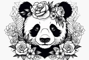 Punk Panda with flowers tattoo idea