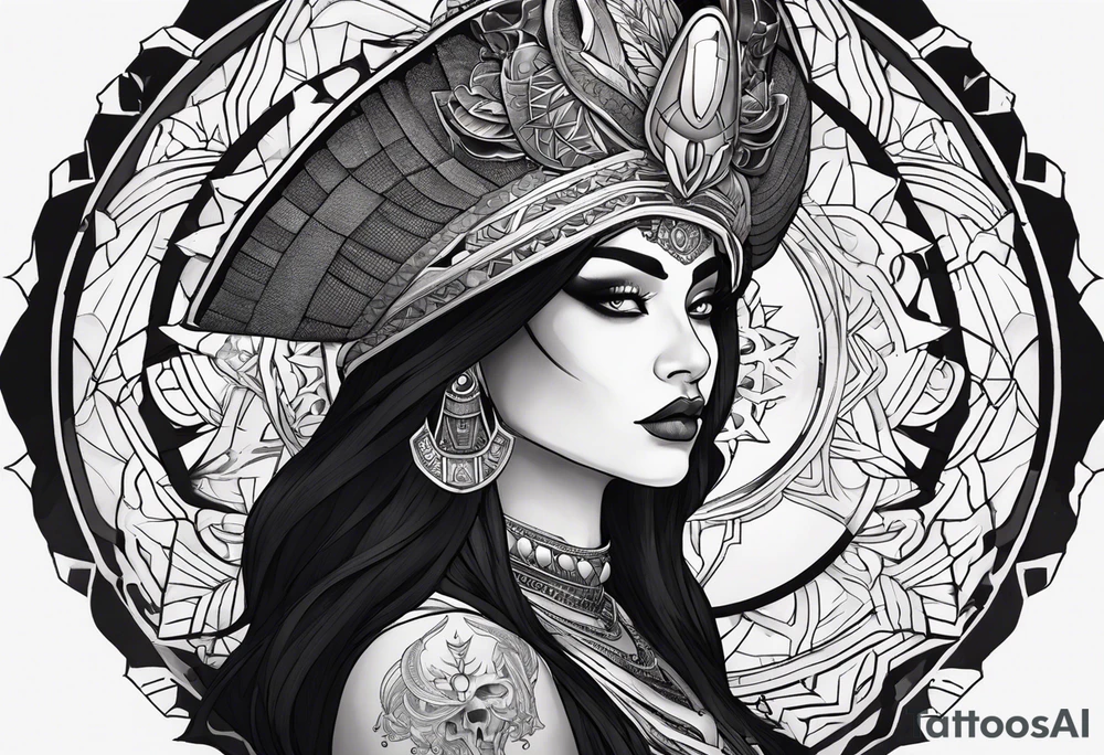 kali ma, alien goddess, valkrye, pirate, divine feminine, zenza resonance, pachamama, lotus azul, blank panther, eagle, skull, 5D, nueva gaya, dna 12 tattoo idea