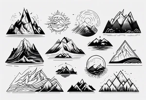line art mountains tattoo idea