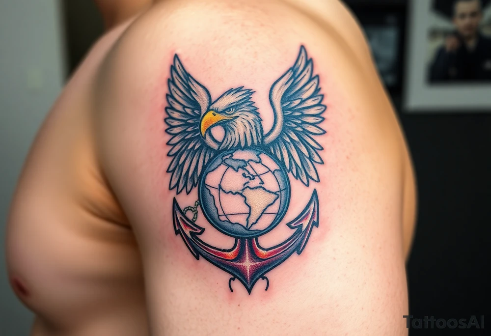 Combat marine veteran eagle globe and anchor tattoo idea