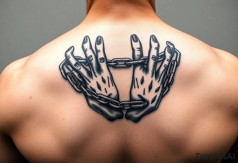 Chains wrapped around fingers tattoo idea