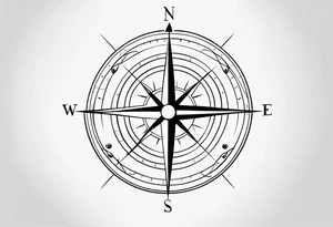 compass with long lines
 with  anchor tattoo idea