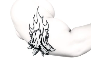 flame and wood tattoo idea
