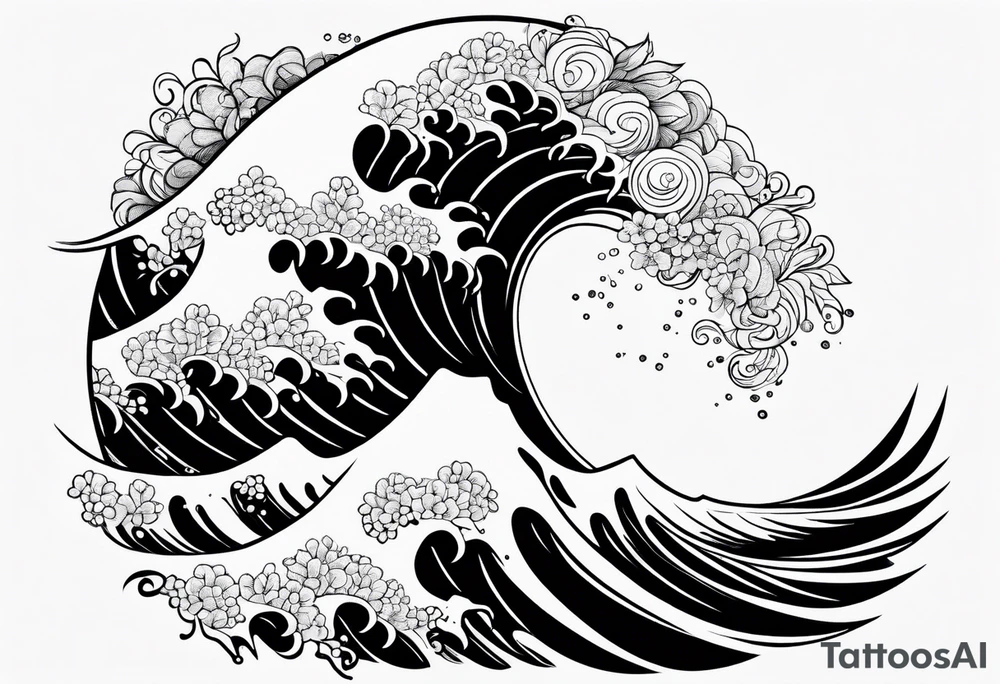 nature and wave in horizontal image tattoo idea